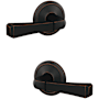 Schlage Custom Rivington Non-Turning Two Sided Dummy Door Lever Set with Alden Trim Aged Bronze