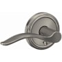 Schlage Custom Pennant Passage or Privacy Door Lever Set with Indy Trim Satin Nickel