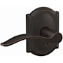 Schlage Custom Pennant Passage or Privacy Door Lever Set with Camelot Trim Aged Bronze