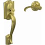 Schlage Custom Alden Lower Handleset for Schlage Deadbolts with Interior Whitney Lever and Camelot Rose Satin Brass