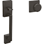 Schlage Custom Schlage Century Lower Handleset with Interior Bowery Knob and Collins Rose Black Stainless