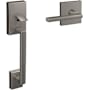Schlage Custom Schlage Century Lower Handleset with Interior Latitude Lever and Collins Rose Satin Nickel