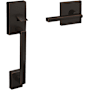 Schlage Custom Schlage Century Lower Handleset with Interior Latitude Lever and Collins Rose Aged Bronze