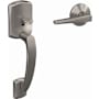 Schlage Custom Greenwich Lower Handleset for Schlage Deadbolts with Interior Eller Lever and Kinsler Rose Satin Nickel