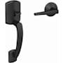 Schlage Custom Greenwich Lower Handleset for Schlage Deadbolts with Interior Eller Lever and Kinsler Rose Matte Black