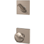 Schlage Custom Plymouth Single Cylinder Sectional Interior Pack with Collins Rose - Exterior Handleset Sold Separately Satin Nickel