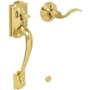 Schlage Camelot Lower Handleset for Schlage Deadbolts with Accent Interior Left Handed Lever Lifetime Polished Brass