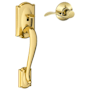 Schlage Camelot Lower Handleset for Schlage Deadbolts with Accent Interior Right Handed Lever Lifetime Polished Brass