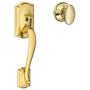 Schlage Camelot Lower Handle Set for Schlage Deadbolts with Siena Interior Knob and Decorative Camelot Rose Polished Brass