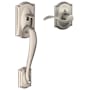 Schlage Camelot Lower Handle Set for Schlage Deadbolts with Right Handed Accent Interior Lever and Decorative Camelot Rose Satin Nickel