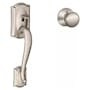 Schlage Camelot Lower Handle Set for Schlage Deadbolts with Plymouth Interior Knob and Decorative Camelot Rose Satin Nickel