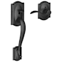 Schlage Camelot Lower Handle Set for Schlage Deadbolts with Right Handed Accent Interior Lever and Decorative Camelot Rose Matte Black
