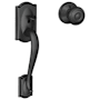 Schlage Camelot Lower Handleset Featuring the Georgian Knob for Use with Schlage Deadbolts Matte Black