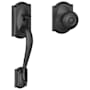 Schlage FE Series Camelot Lower Handle Set for Schlage Deadbolts with Georgian Interior Knob and Decorative Camelot Rose Matte Black
