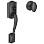 Schlage Camelot Lower Handle Set for Schlage Deadbolts with Siena Interior Knob and Decorative Camelot Rose Matte Black