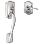 Schlage Camelot Lower Handle Set for Schlage Deadbolts with Left Handed Accent Interior Lever and Decorative Camelot Rose Bright Chrome