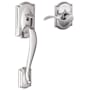 Schlage Camelot Lower Handle Set for Schlage Deadbolts with Right Handed Accent Interior Lever and Decorative Camelot Rose Bright Chrome