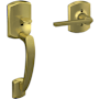 Schlage Greenwich Lower Handleset with Latitude Interior Lever from the FE Series Satin Brass