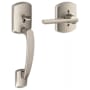 Schlage Greenwich Lower Handleset with Latitude Interior Lever from the FE Series Satin Nickel