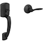 Schlage Greenwich Left Handed Sectional Lower Half Handleset with Delfayo Interior Lever Matte Black