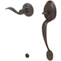 Schlage Right Handed Front Entry Handleset with an Accent Lever from the Plymouth Collection Aged Bronze