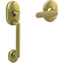 Schlage Remsen Sectional Lower Half Handleset with Davlin Interior Lever Satin Brass