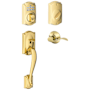 Schlage Camelot Left Handed Electronic Handleset with Accent Lever Lifetime Polished Brass