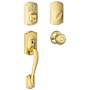 Schlage Camelot Electronic Handleset with Georgian Knob Lifetime Polished Brass