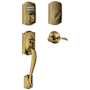 Schlage Camelot Left Handed Electronic Handleset with Accent Lever Antique Brass