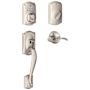 Schlage Camelot Left Handed Electronic Handleset with Accent Lever Satin Nickel