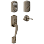 Schlage Camelot Left Handed Electronic Handleset with Accent Lever Antique Pewter