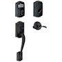 Schlage Camelot Left Handed Electronic Handleset with Accent Lever Aged Bronze