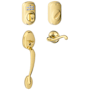Schlage Left Handed Plymouth Electronic Handleset with Flair Lever Lifetime Polished Brass