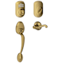 Schlage Left Handed Plymouth Electronic Handleset with Flair Lever Antique Brass