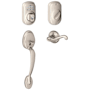 Schlage Left Handed Plymouth Electronic Handleset with Flair Lever Satin Nickel