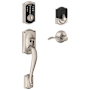Schlage Camelot Touch Entry Handleset with Left Handed Accent Lever Satin Nickel