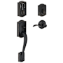 Schlage Camelot Touch Entry Handleset with Left Handed Accent Lever Aged Bronze