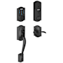 Schlage Connect Camelot Touchscreen Handleset with Left Handed Accent Lever, Decorative Camelot Rose, and Built-in Alarm Matte Black