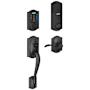 Schlage Connect Camelot Touchscreen Handleset with Right Handed Accent Lever, Decorative Camelot Rose, and Built-in Alarm Matte Black