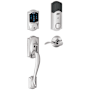 Schlage Connect Camelot Touchscreen Handleset with Accent Lever and Built-in Alarm - Right Handed Polished Chrome