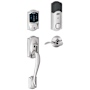 Schlage Connect Camelot Touchscreen Handleset with Accent Lever and Built-in Alarm - Right Handed Bright Chrome
