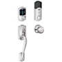 Schlage Connect Camelot Touchscreen Handleset with Georgian Knob and Built-in Alarm Bright Chrome
