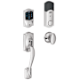 Schlage Connect Camelot Touchscreen Handleset with Interior Siena Knob and Built-In Alarm Bright Chrome