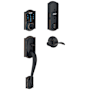 Schlage Connect Camelot Touchscreen Handleset with Accent Lever and Built-in Alarm - Left Handed Aged Bronze