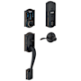 Schlage Connect Camelot Touchscreen Handleset with Accent Lever and Built-in Alarm - Right Handed Aged Bronze