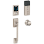 Schlage Connect Century Touchscreen Handleset with Plymouth Knob and Built-in Alarm Satin Nickel