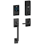 Schlage Connect Century Touchscreen Handleset with Latitude Lever, Decorative Century Rose, and Built-in Alarm Matte Black