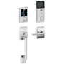 Schlage Connect Century Touchscreen Handleset with Latitude Lever, Decorative Century Rose, and Built-in Alarm Bright Chrome