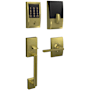 Schlage Encode WiFi Enabled Electronic Keypad Deadbolt with Century Entry Handleset and Latitude Lever Satin Brass
