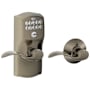 Schlage Camelot Keypad Entry with Auto-Lock Door Lever Set with Accent Interior Lever Antique Pewter